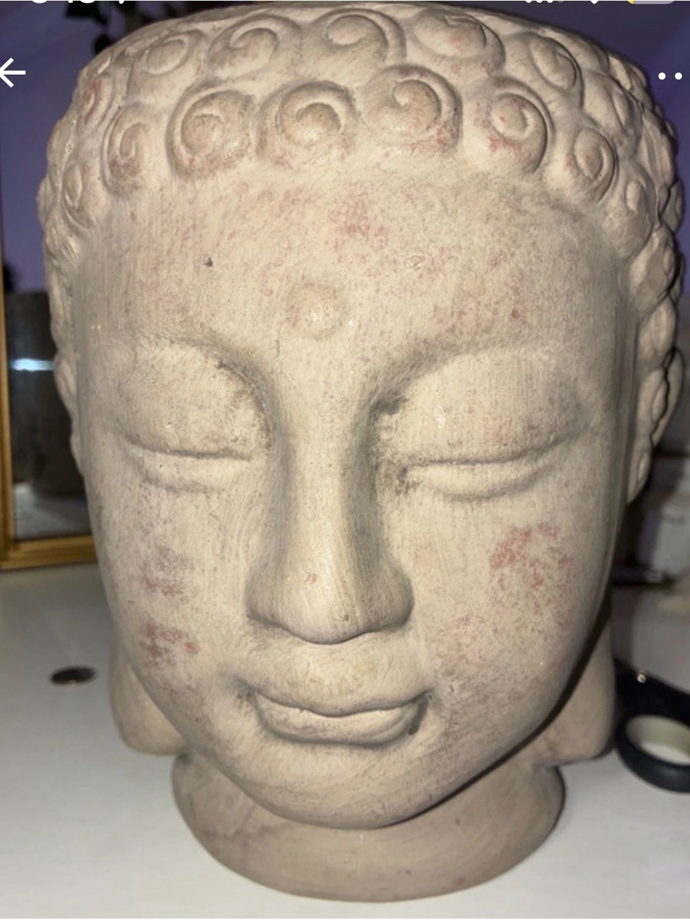 Neutral Stone Buddha Head Sculpture - Serene Home Art